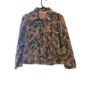 Life Style Petite Women’s Multicolor Button Up Jacket - Size Petite Small